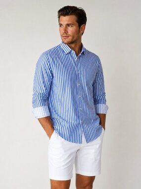 Buki The Go Big Stripe Long Sleeve Tech Shirt - Royal Blue
